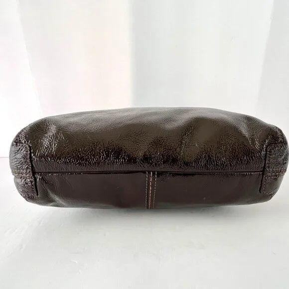 Coach Brown Patent Leather Crinkle Texture Hobo & Crossbody Bag, C0873-12387 EUC - Picture 16 of 16